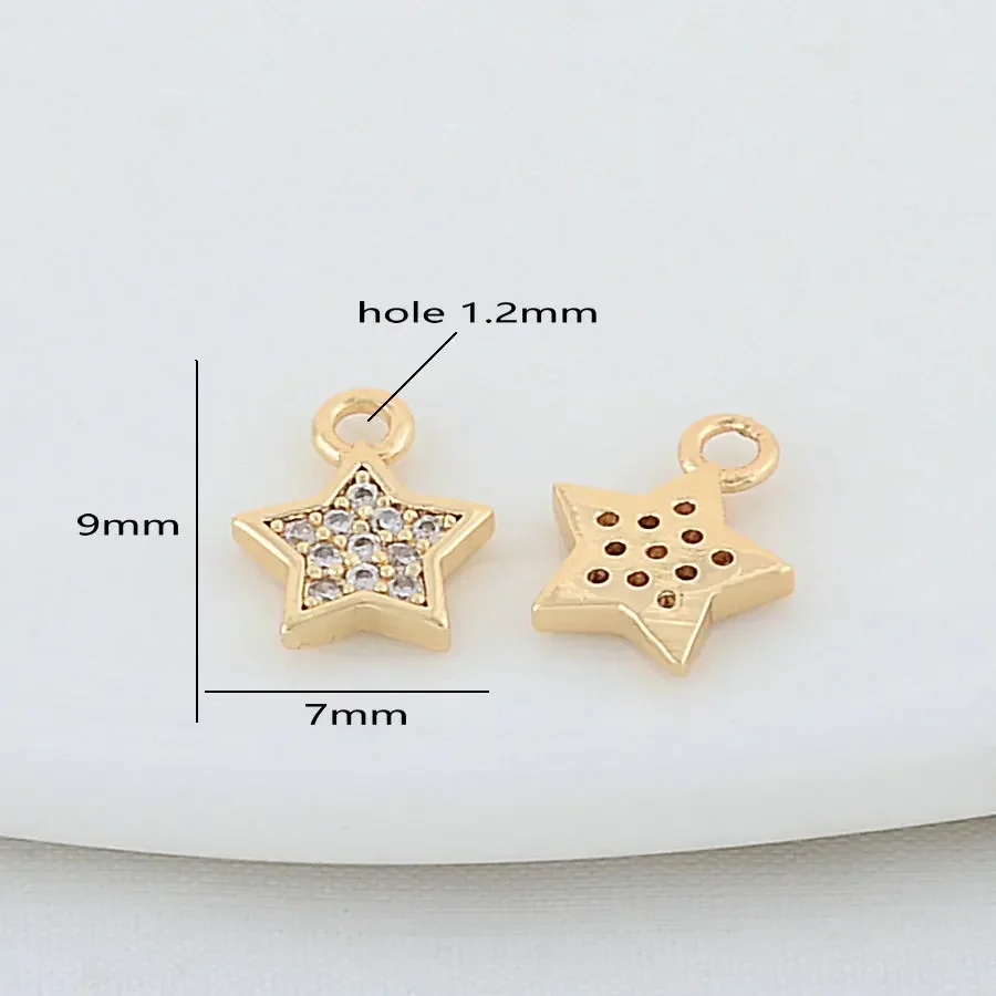7*9MM 14K Gold Color Brass Star Charms Pendants Necklace Earrings Jewelry Making Supplies Accessories