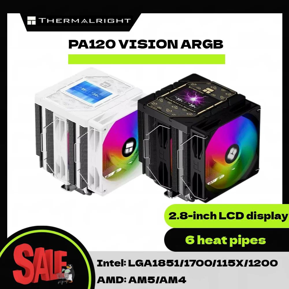 

Thermalright Peerless Assassin 120 VISION ARGB CPU Air Cooler, 2.8-Inch LCD Display/6 Heat Pipes AGHP GEN5.0 for LGA1851/1700