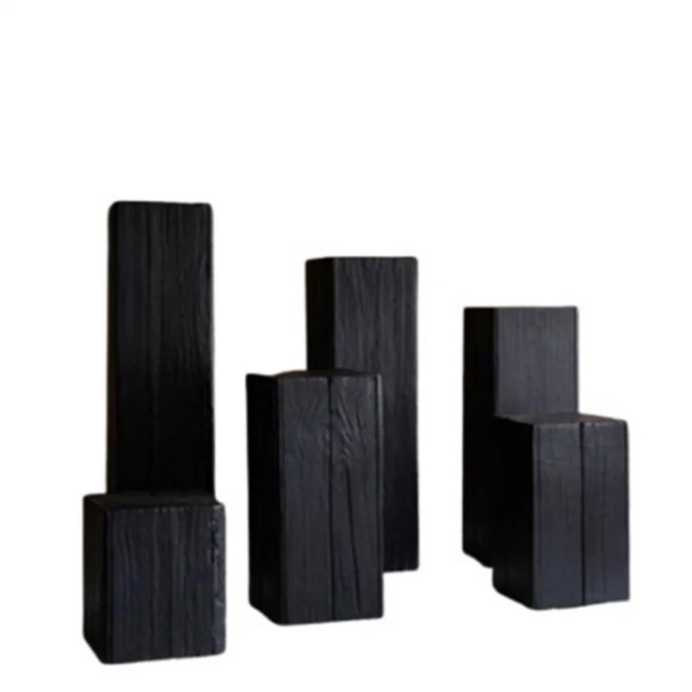 Ji Ji Feng carbonized black log pier B&B square wooden pier decoration stump creative solid wood household round low stool