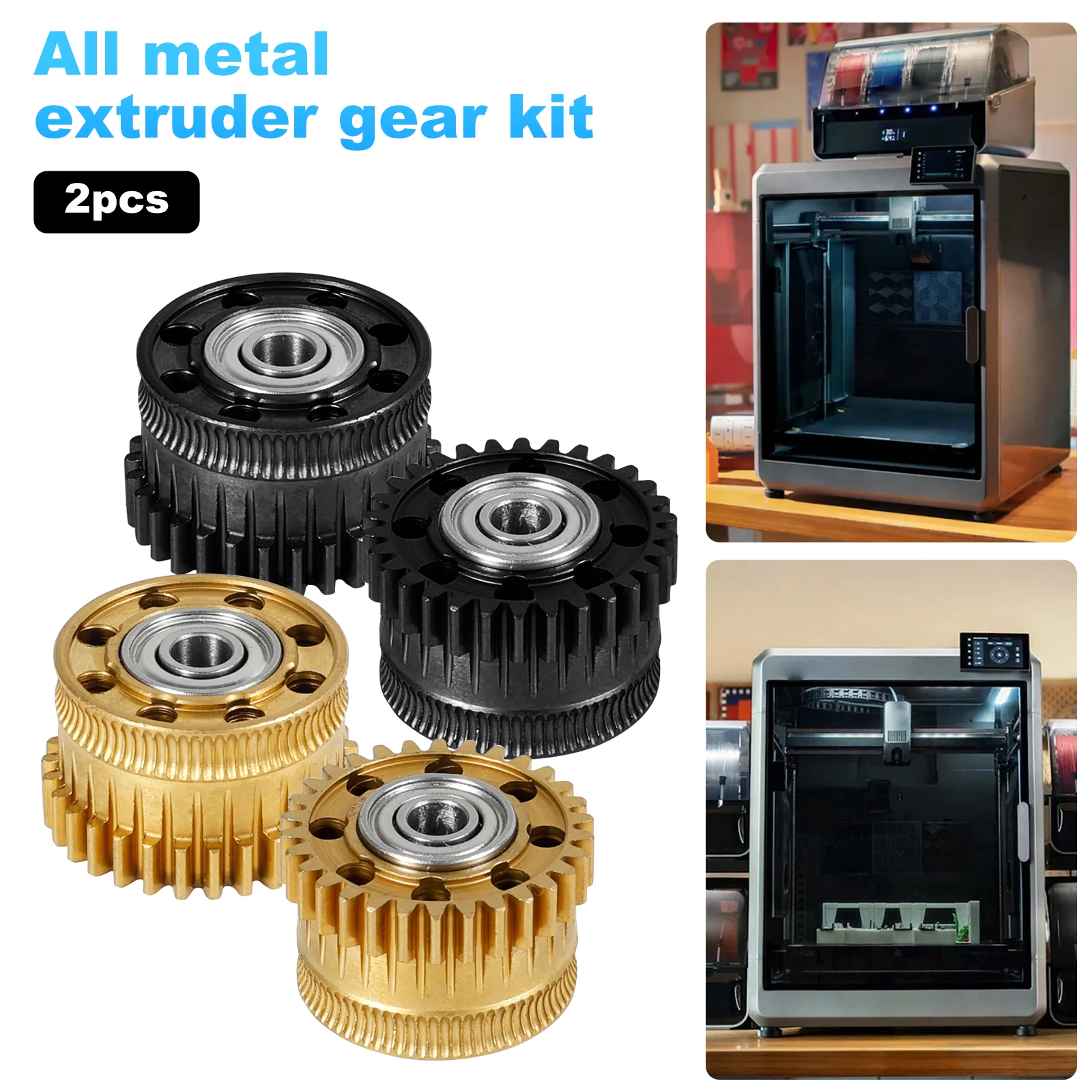 

New Upgrade Extruder Gear Kit For Creality K2 Plus Dual Helical All Metal Extruder Driver Gear Nickel DLC Coated 3D Printer Part