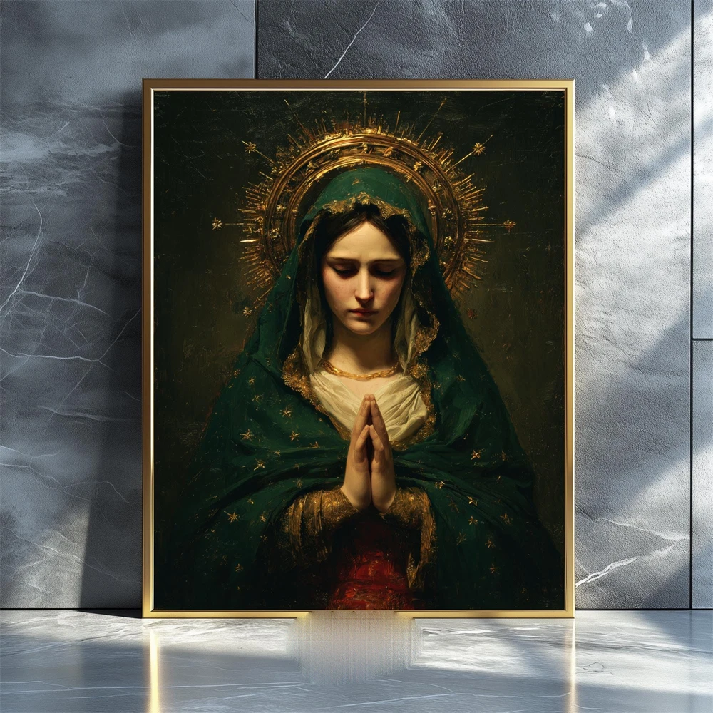 Our Lady Virgin Mary Art Print Religious Home Decor Our Lady of Guadalupe Art Poster Catholic Virgin Mary Oil Painting Prints