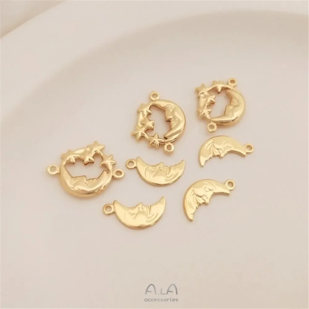 

Starry Moon Small Pendant 14K Gold Package Moon Star Pendant Handmade Pendant DIY Bracelet Earrings Jewelry Accessories K097