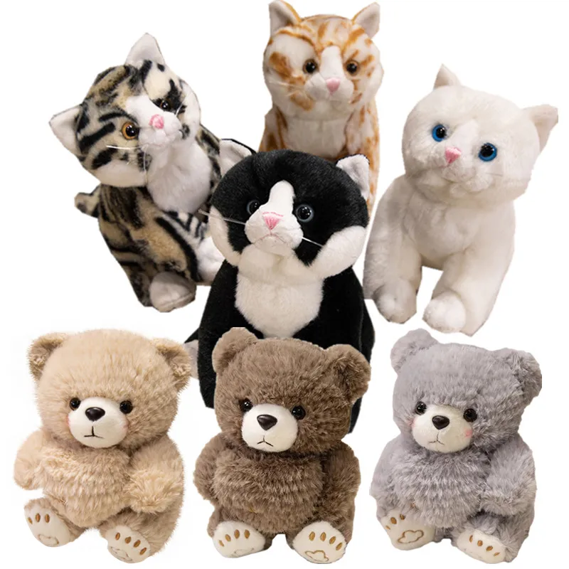 

Имитация кота и милого медведя держит сердце, подарки на день Святого Валентина, реалистичное украшение в виде животного, домашний декор, подарки на день рождения