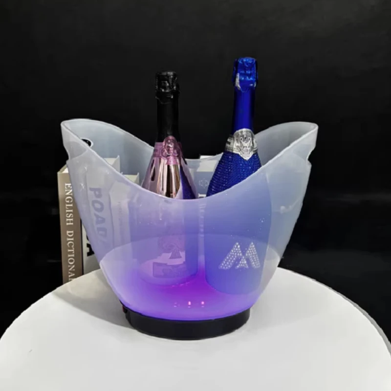

LED Rechargeable Ice Bucket, Crown Style Glowing Beer Tub, Colorful Bar Champagne Cooler, Light-Up Mini Crown Drink Ice Tub