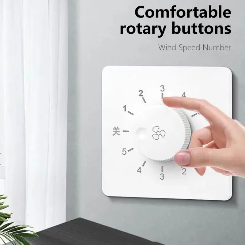 Bộ điều chỉnh quạt tường 918C Công tắc điều chỉnh tốc độ 5 cấp 86 Bộ điều khiển tốc độ thiết kế giấu kín cho quạt trần