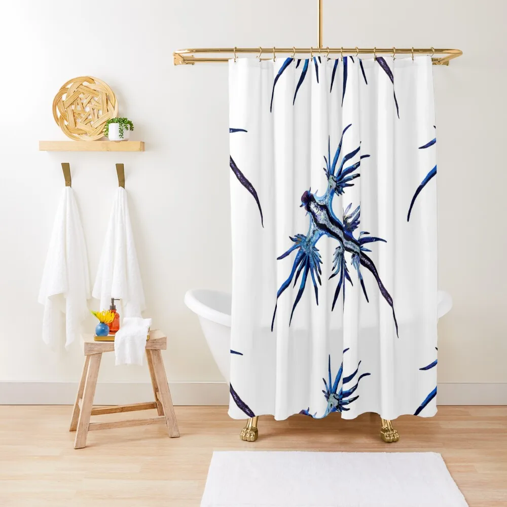 

Blue Nudibranch Shower Curtain In The Bathroom Waterproof Bath And Anti-Mold Bathroom Shower Shower Sets For Bathroom Curtain
