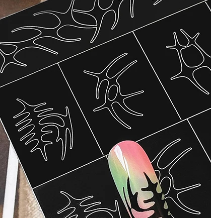 1 foglio adesivo per unghie fai da te stencil per aerografo per unghie stelle luna lisca di pesce modelli di adesivi per unghie vuoti adesivi per manicure per unghie
