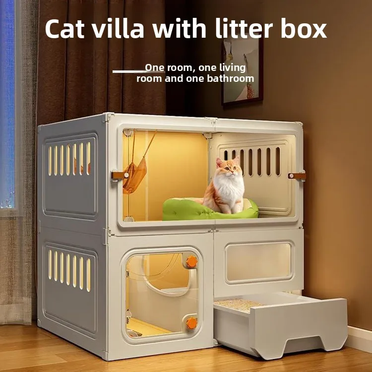 Cat Villa Toilet Drawer-Style All-In-One Indoor Design Fabric Rectangular Extra-Large Open Space Home-Use Cat Cage