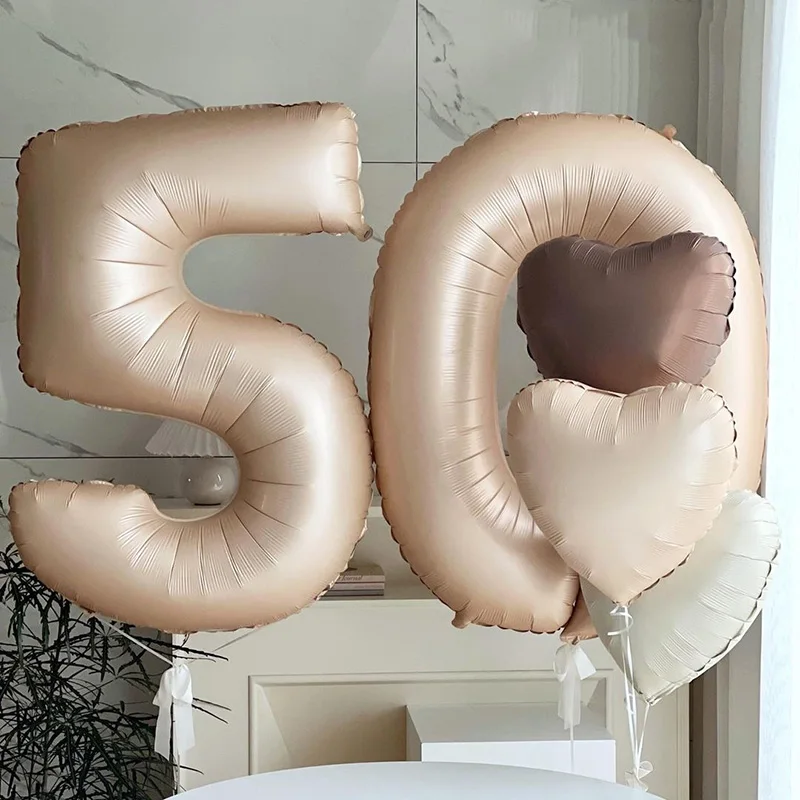 40 cali Brązowy Beżowy Kremowy Balony Numeryczne 0 1 2 3 4 5 6 7 8 9 Balony Urodzinowe 30 40 50 Balony Foliowe Numeryczne Helium Air Globos