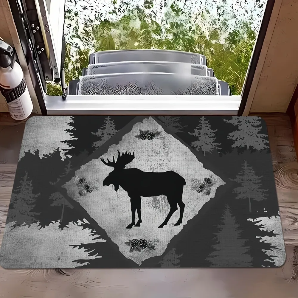 

Wildlife Entryway Rug Elk Print Full Coverage Carpet for Home Entrance Doorway Floor Mat Durable Non Slip Welcome Decor