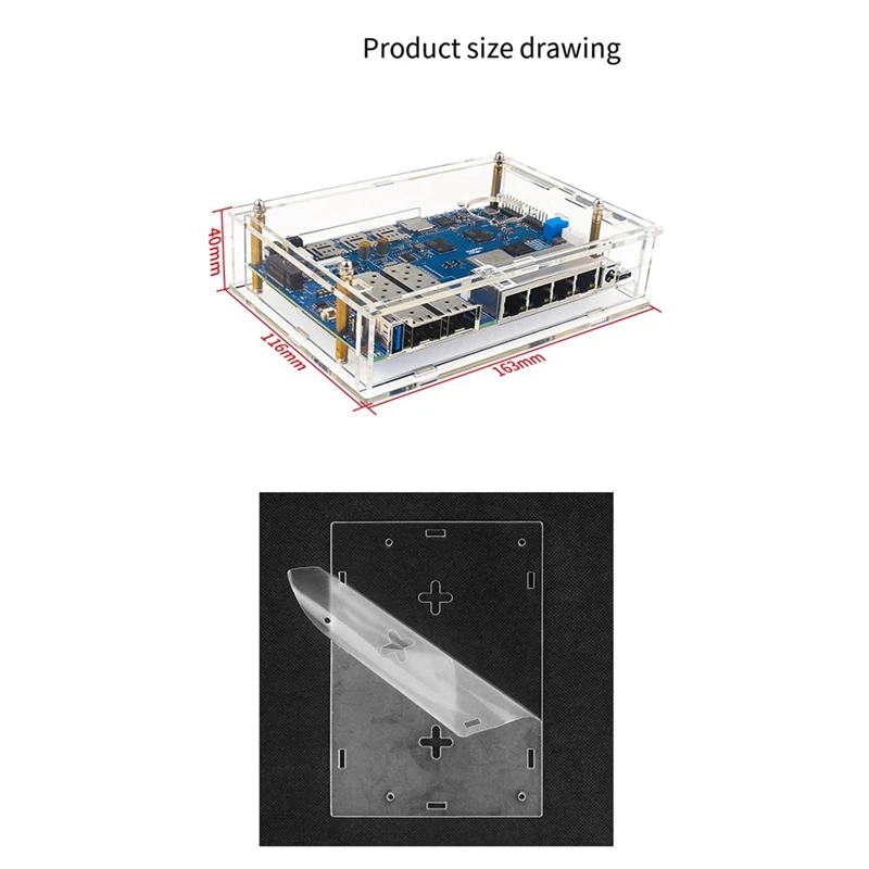 For Banana Pi R4 Acrylic Shell Development Board Open Source Router Protective Shell Can Be Installed With A Radiator Durable