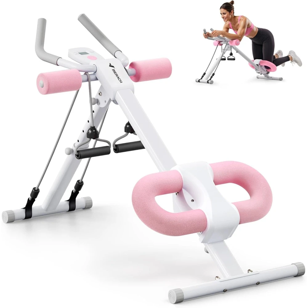 

Trainer Machine, Adjustable Foldable Abdominal Workout Equipment for Home Gym with Knee Support