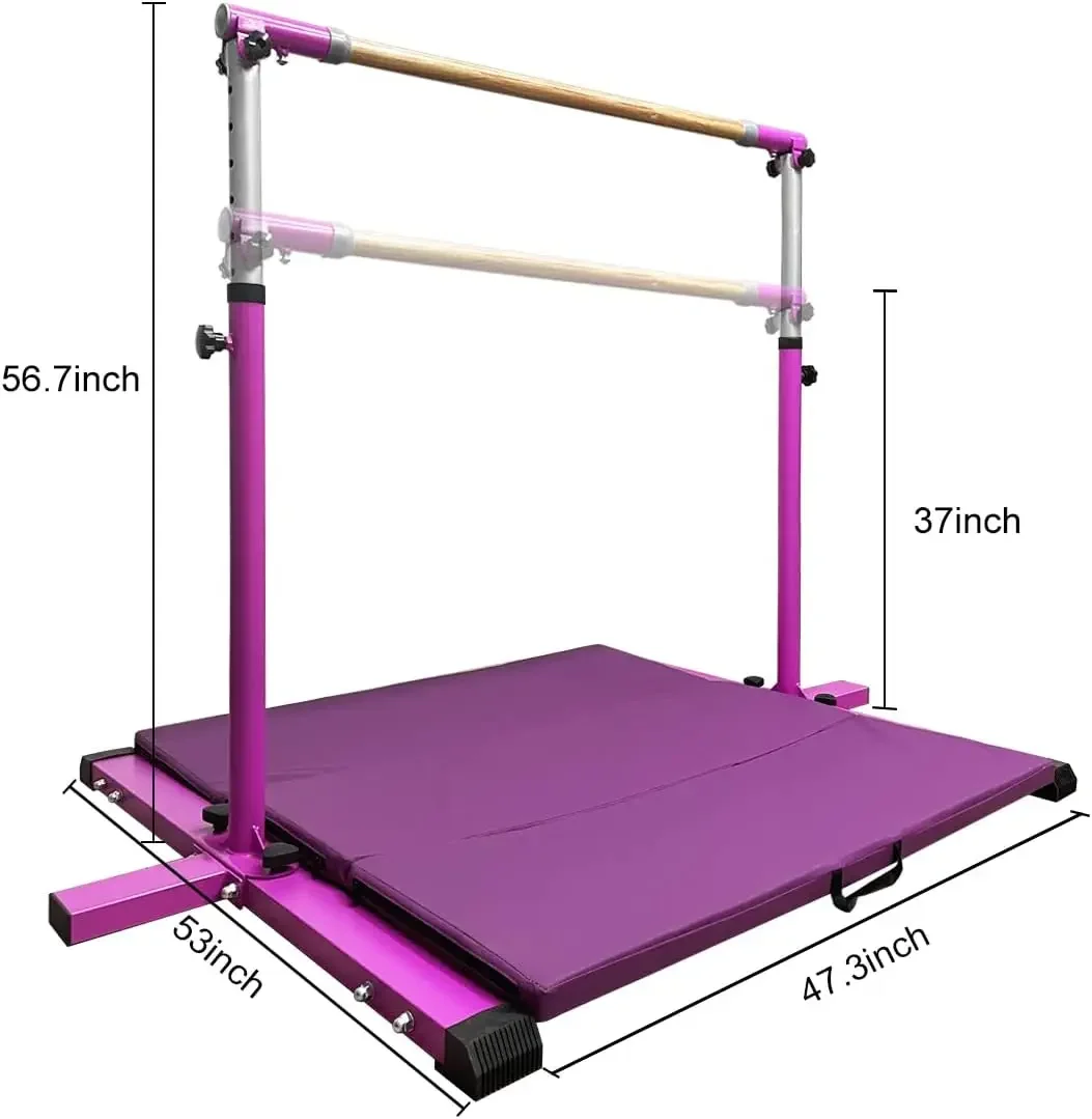 Gymnastic Kip Bar,Horizontal Bar for Kids Girls Junior,3' to 5' Adjustable Height,Home Gym Equipment,Ideal for Indoor and Home