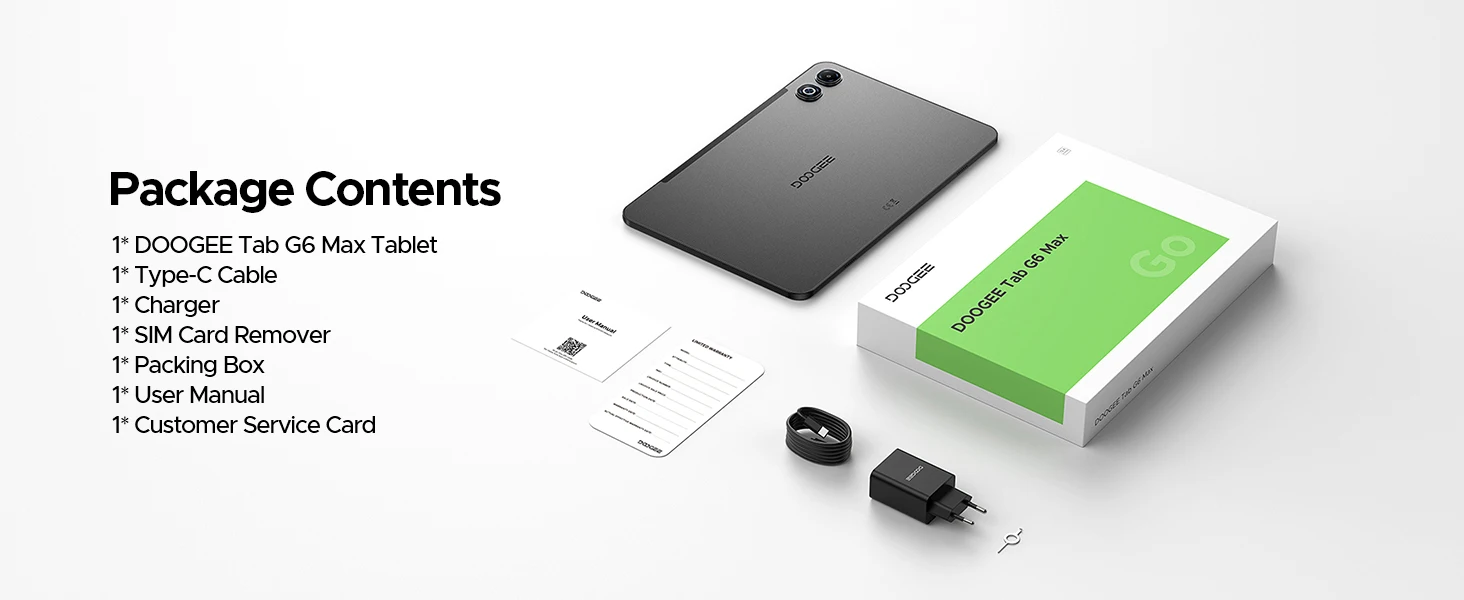 DOOGEE Tab G6 Max Tablet PC Android 16 13.4'' Display 32GB RAM(6GB+26GB) 256GB ROM 11000mAh Battery UNISOC T7280 Dual Speakers