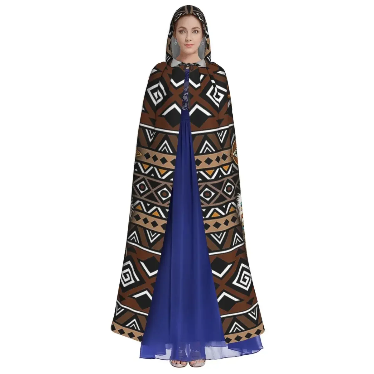 Nativo mandala coruja americano longo com capuz bruxa traje medieval cosplay capa halloweencoat adulto unisex