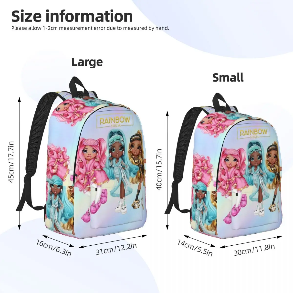 Rainbow High Slumber Party Backpack for Men Women Teenage Student Work Daypack Laptop Canvas Bags Gift