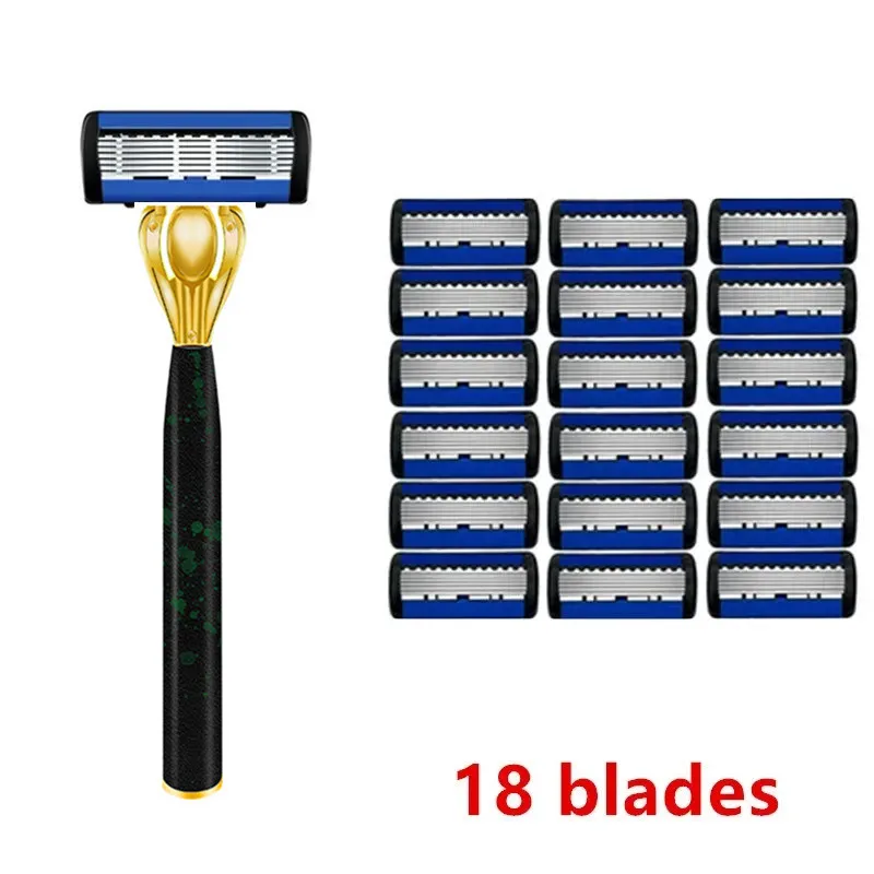 Black Pattern Razor Classic 6 Layer Safety Razor for Mens Shaving&Womens Hair Removal Shaving Blades Manual Shaver