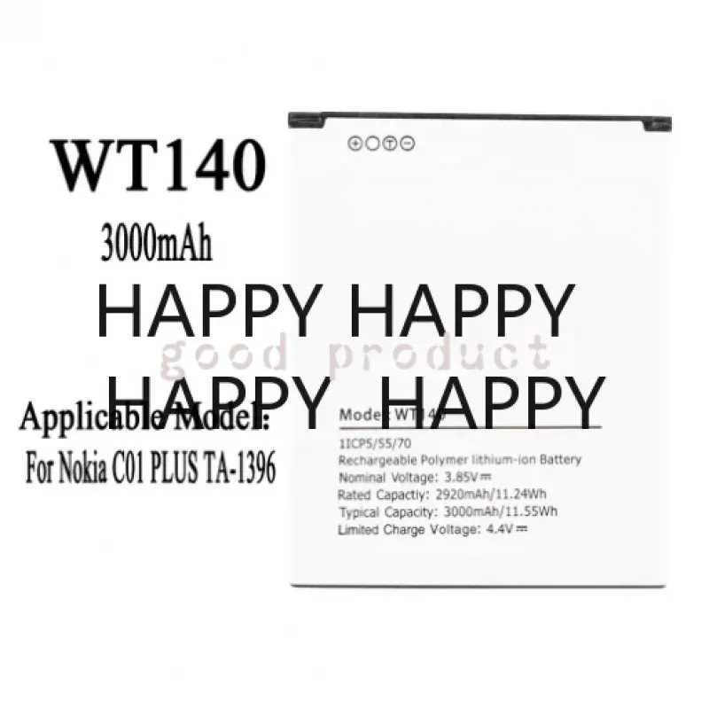 2PCS WT140 3000mAh  Battery For Nokia C01 PLUS TA-1396 Mobile Phone Batteri Battery Replacement Battery+Tracking Number MN