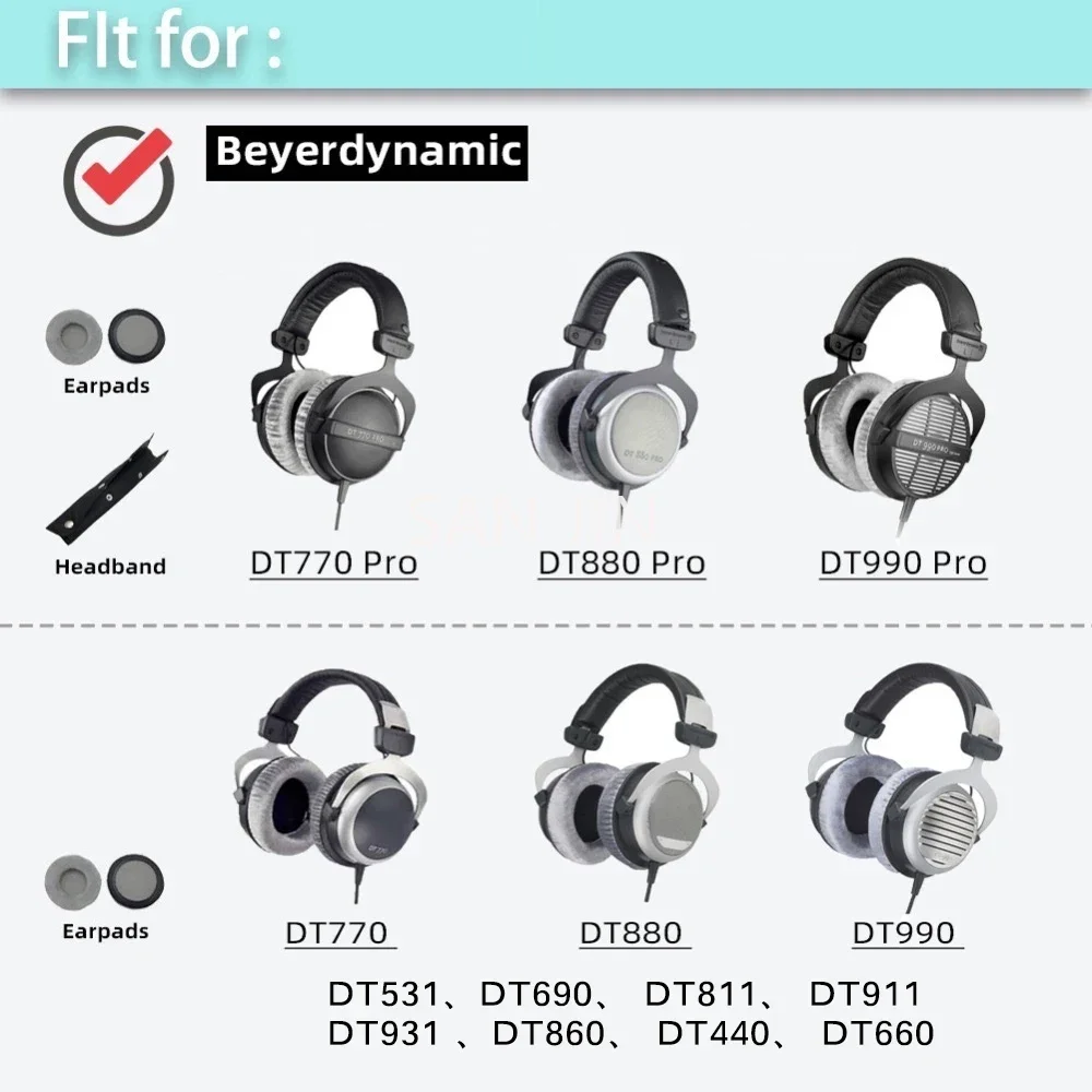 Ear Pads / Headband Suitable for Beyerdynamic DT770 DT880 DT990PRO DT531 DT690 DT811 DT911 DT931 DT860 DT440 DT660 headset