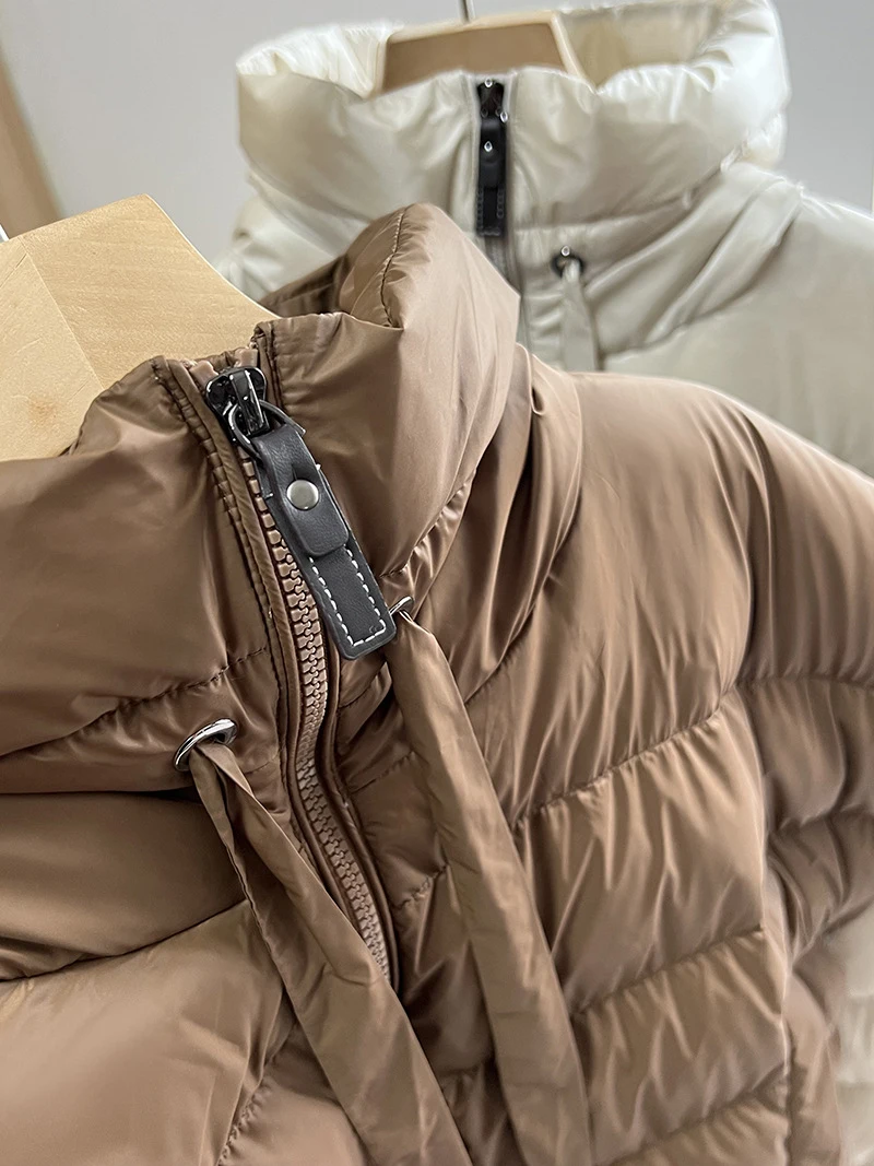 Schinteon Women 90% White Duck Down Irregular Vest with Hood Sleeveless Jacket Solid Fashionable Autumn Winter Top 2025 New