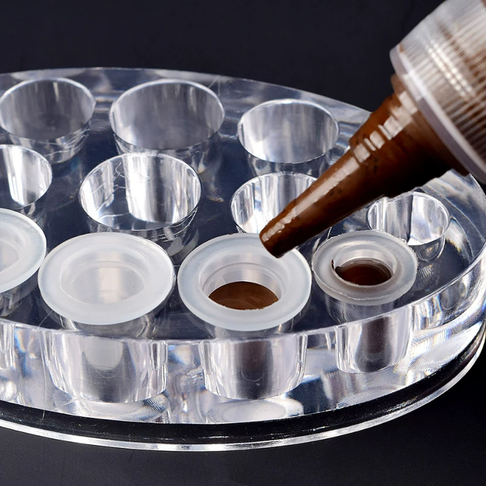 المتاح الوشم الحبر كوب صغير وكبير الحجم سيليكون الدائم الوشم ماكياج الحاجب ماكياج الصباغ الحاويات قبعات 100 قطعة U أنواع