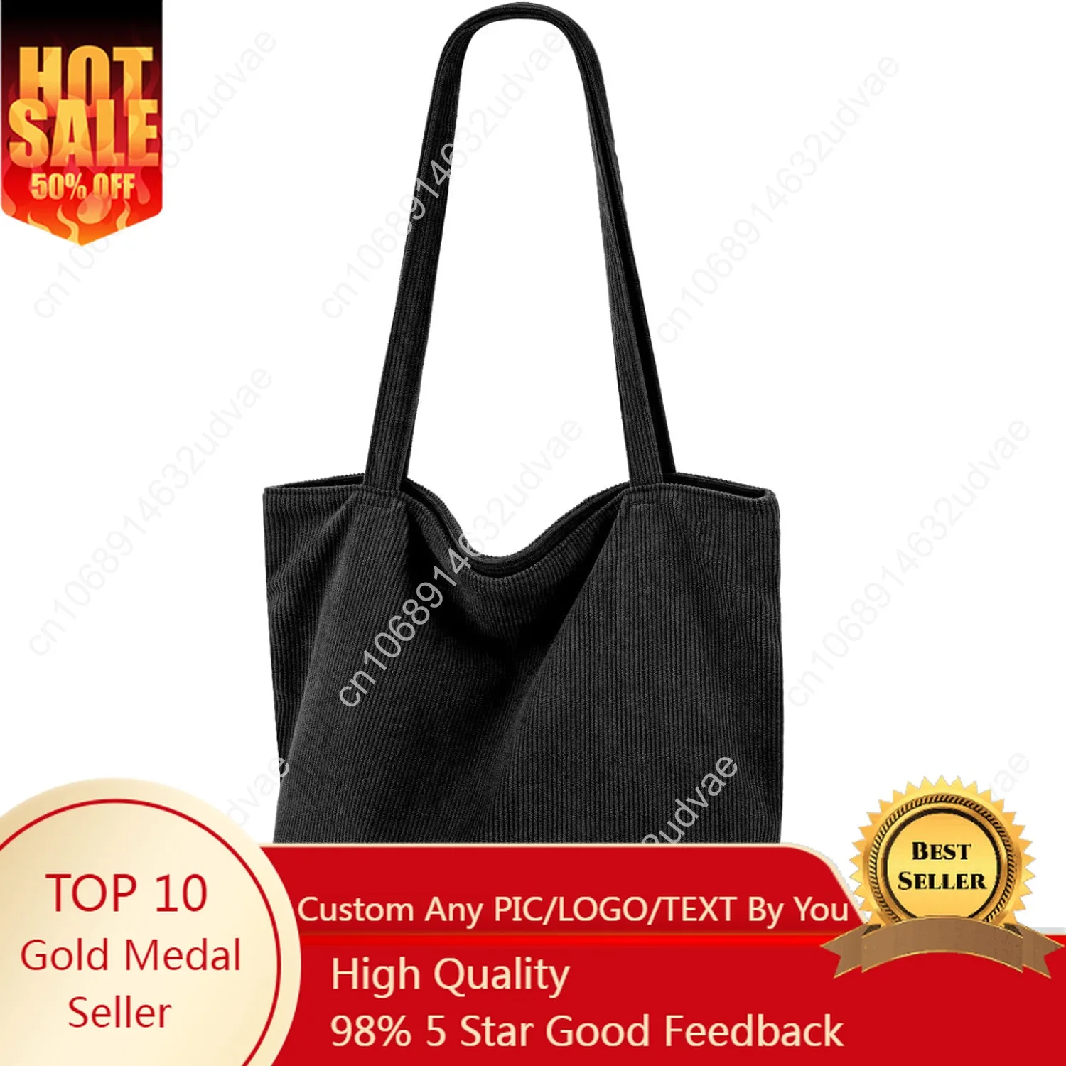 

Iioscre Corduroy Tote Bag for Women,Hobo HandBags with Zipper,Large Capacity Casual Shoulder Handbags with Inner Pockets