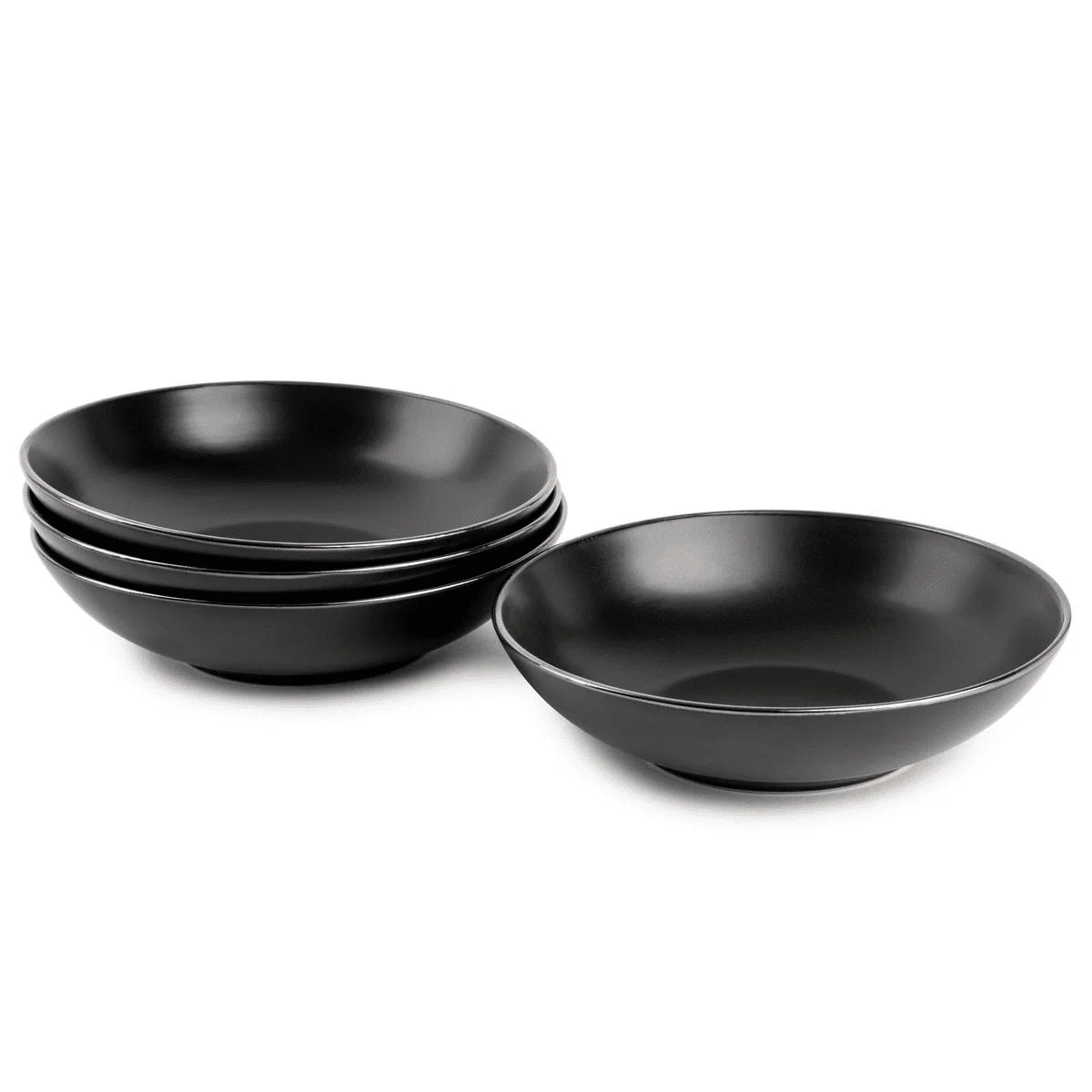 

Dinnerware Black Onyx Stoneware Round Bowls, 4 Pack