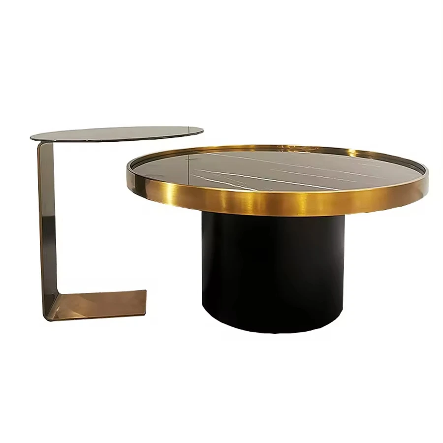 

Light luxury mini metal stainless steel circular design coffee table