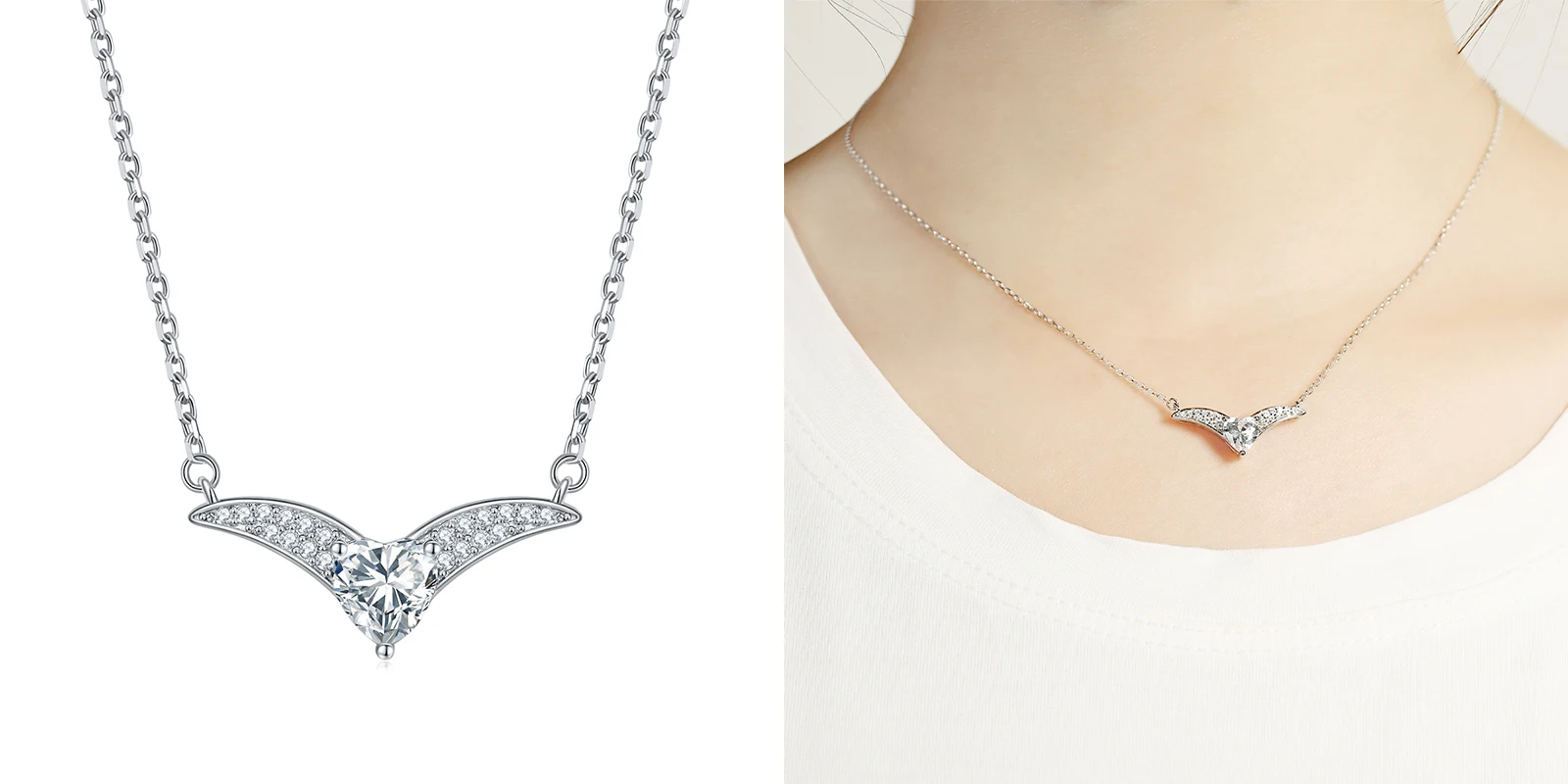 SKA 925 silver rings Layered Diamond Chain Drop Necklace  women necklace