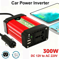 Car Power Inverter 12V to 110V 220V 150W Rated 300W Peak 180W Max 4 Fast Charge Ports 25W 7 Protections LED Lights Cigarette Lig