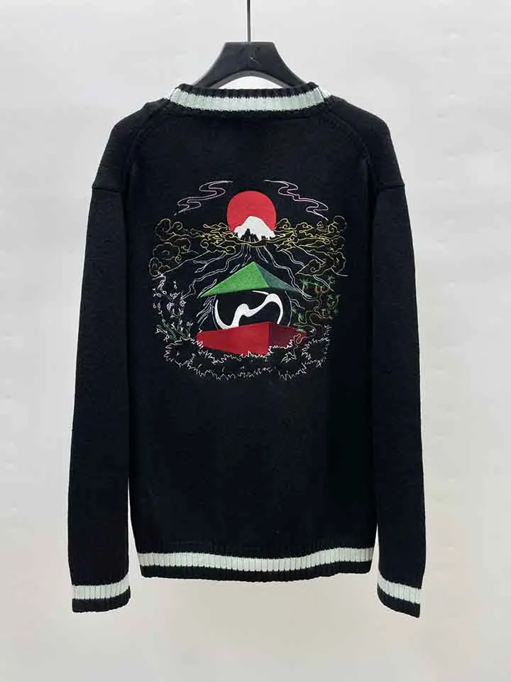 2025 Casinoblank شروق الشمس شعار التطريز النساء الرجال سترة سترة المتضخم الرجال السببية الصوف سترة سترة