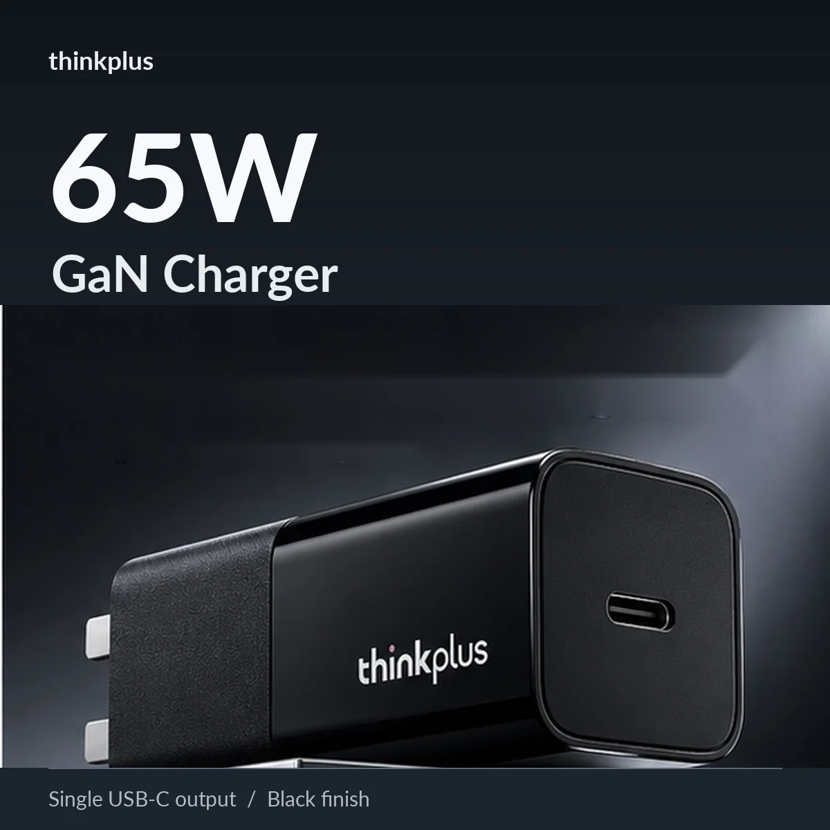 Lenovo thinkplus Lipstick GaN Charger 65W Fast Charging USB C PD3.0 QC3.0 PPS Wall Adapter for Laptop MacBook Samsung Phone Tabl
