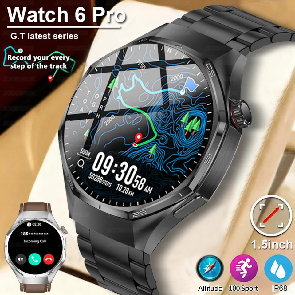 

2025 New Watch 6 Pro Men 1.50" HD AMOLED Screen Health GPS Motion Trajectory Bluetooth Call Waterproof Sports Smartwatch Man