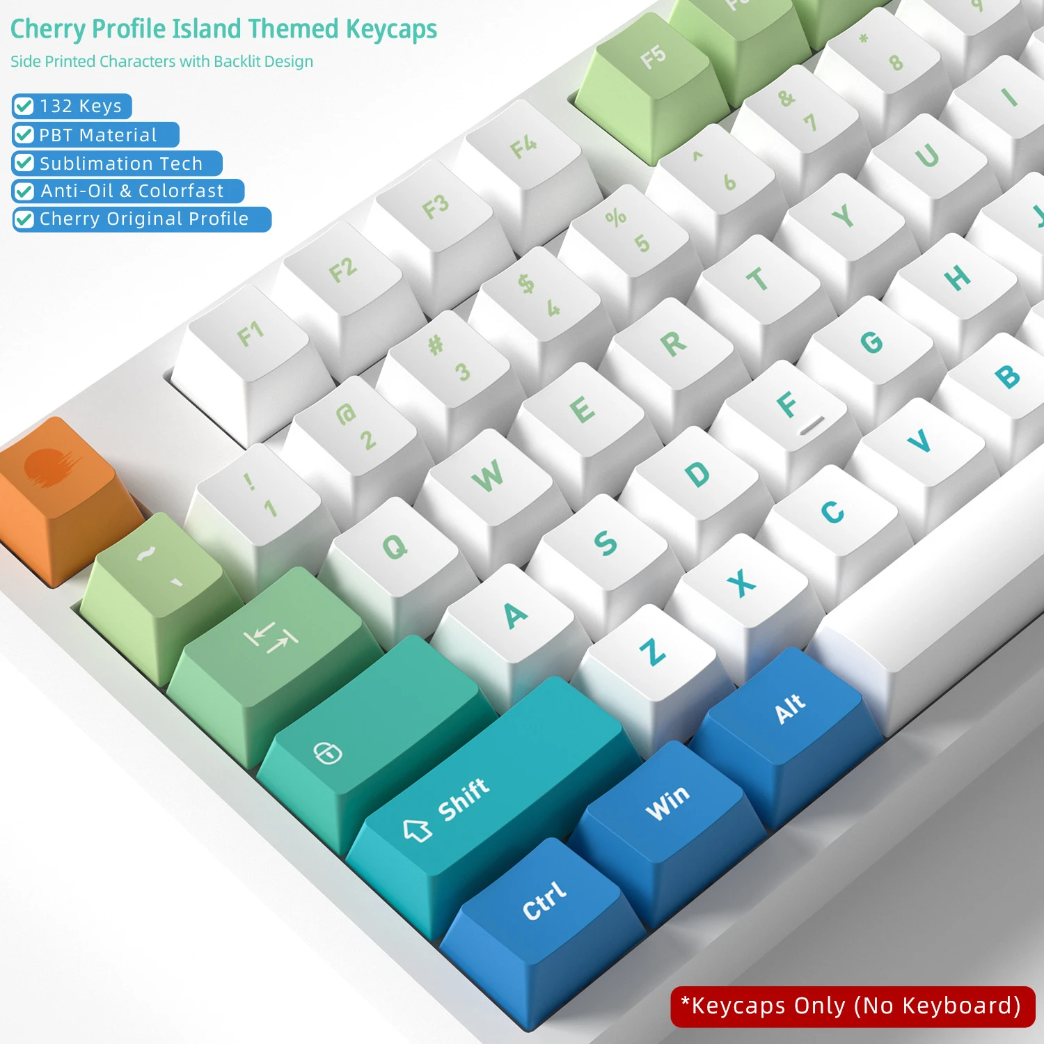 Lsland Keycaps 132 Keys PBT Material Keycaps Cherry Profile DYE-SUB For MX Switch Wooting Mechanical Keyboard ISO ANSI Layout