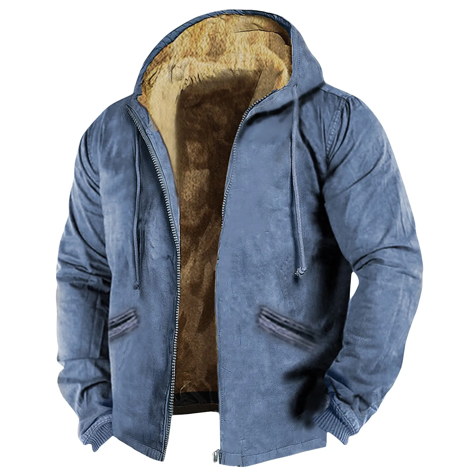 Parka espessa de pelúcia masculina com gola alta, sobretudo acolchoado quente, casaco com zíper, jaqueta Parker, moda, inverno