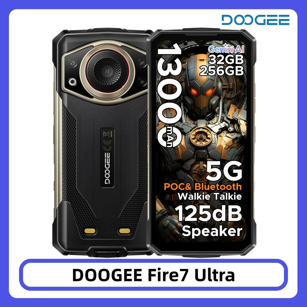 telefono resistente doogee fire 7 ultra 5g 32gb256gb dimensity 6300 13000mah altavoz de 125db poc y walkie talkie bluetooth camara de 64mp