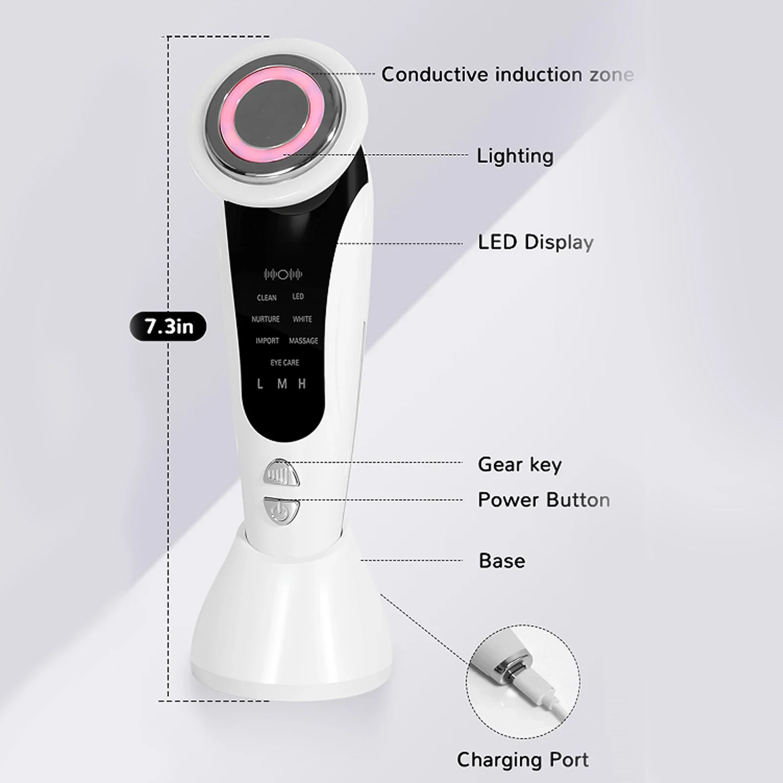 جهاز تدليك الوجه عالي التردد، جهاز تدليك الوجه متعدد الوظائف 7 في 1، جهاز تجميل تدليك الوجه #5
