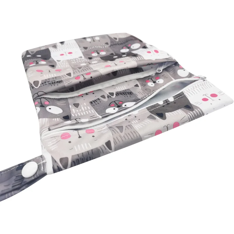Bolsa pequeña impermeable de 20x25cm con dos bolsillos con cremallera, bolsa de pañales de tela, bolsas secas y húmedas para bebé, artículos limpios