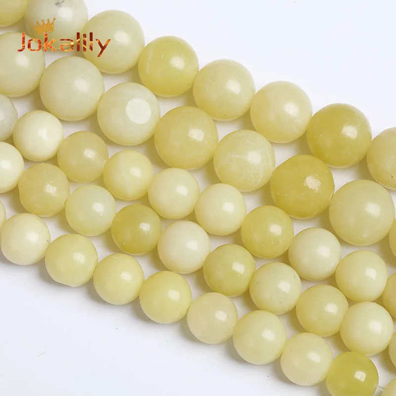 

Natural Lemon Jades Chalcedony Beads Yellow Stone Loose Spacer Beads For Jewelry Making DIY Bracelets Necklace 4 6 8 10 12mm 15"