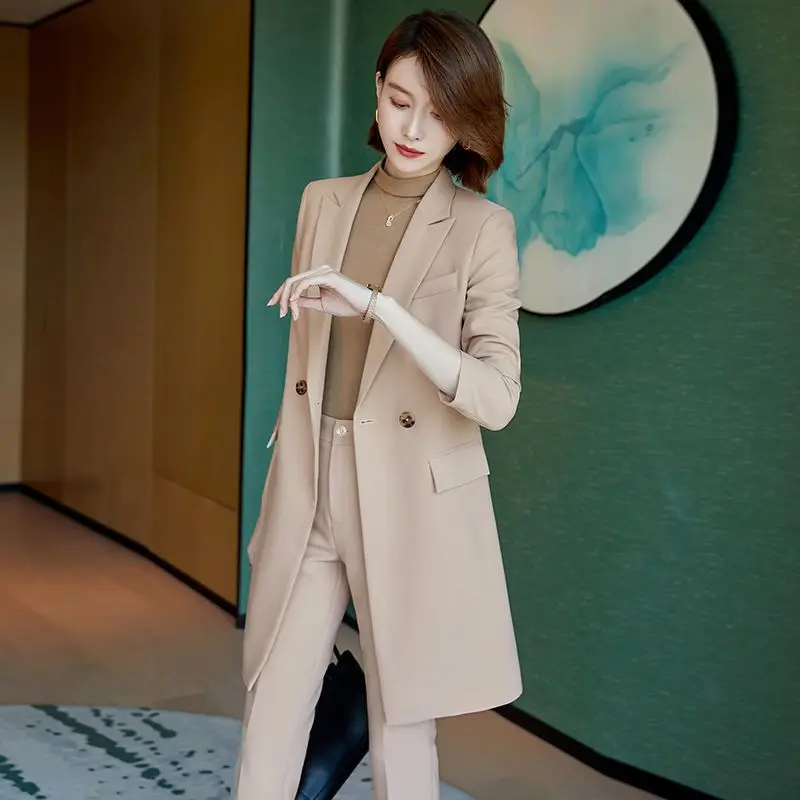 Suit Collar Trench Coat Two-piece Women's Autumn and Winter 2022 New Korean Fashion Solid Casual Top Elegant Women's Suit