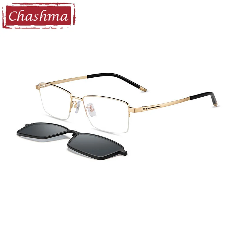 

Chashma Men Optical Gafas Pure Titanium Frame Clip On Magnetic Polarized Sun Protection for Crystal Progressive Lens