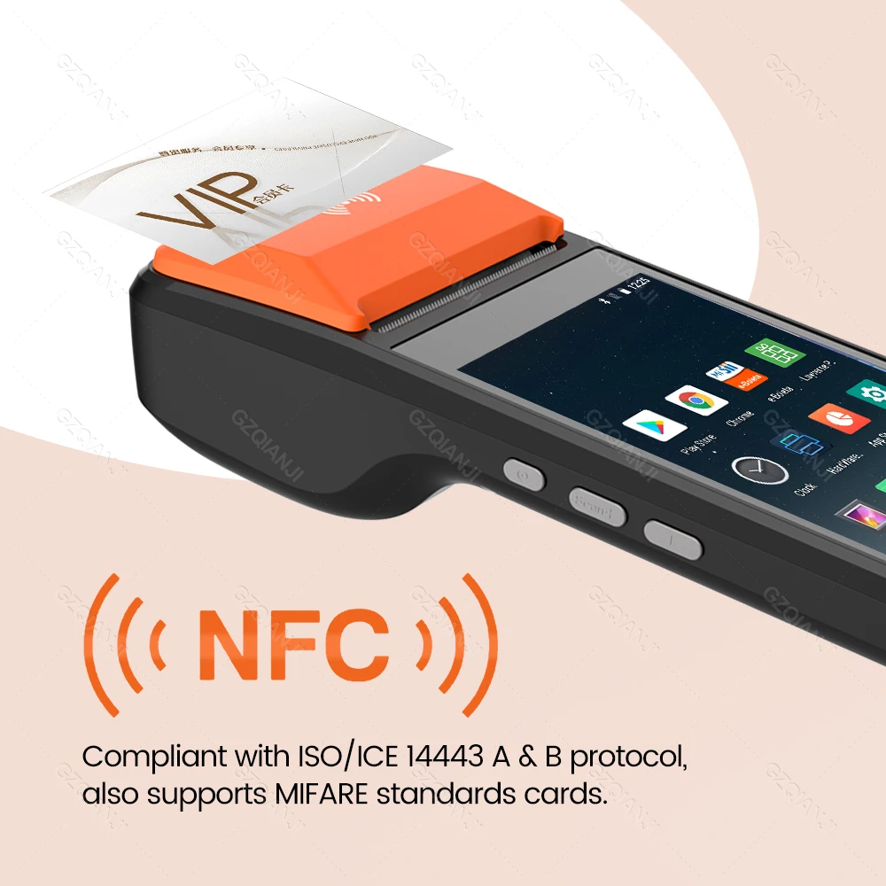 Imagem -04 - Gzqianji Android 8.1 Pos Bluetooth Impressora Térmica Recibo Portátil Nfc Terminal Handheld Pda Ponto de Venda Sistema Tudo em um