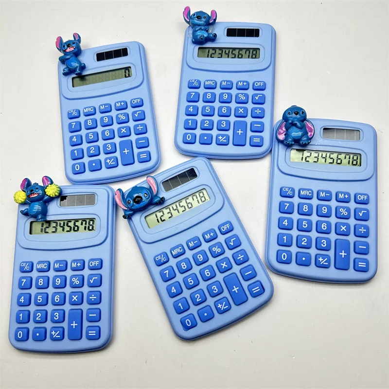 Disney Stitch Mini Calculator Cartoon Solar Silent Calculator Student Math Tools Office Supplies Portable Calculator Stationery