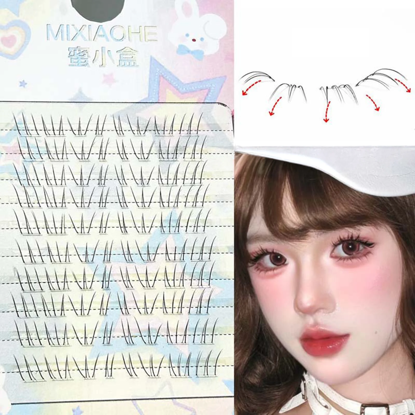 Natürliche Manga Lower False Eyelash Extensions 0,05mm Dünne Einzelwimpern-Cluster mit Natürlichem Schwung und Volumen, Transparente Basis