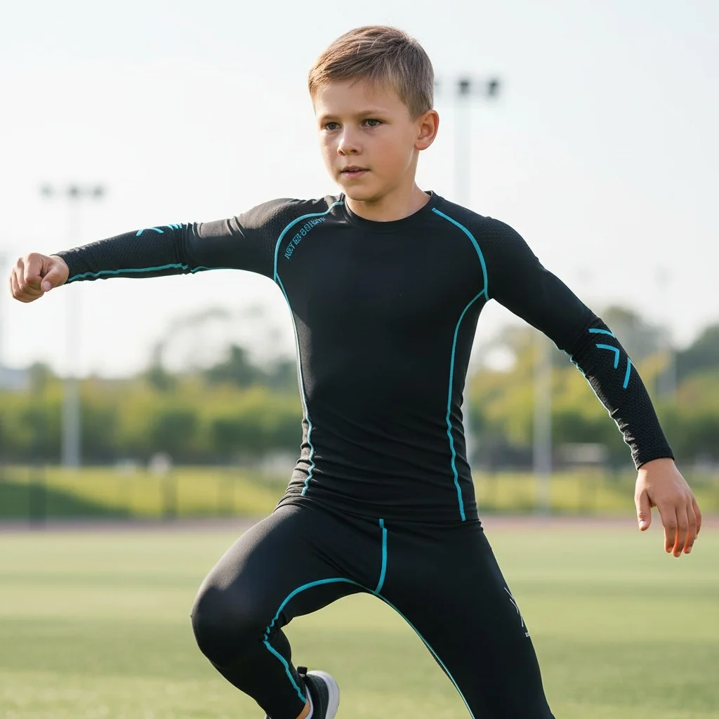 

Молодежные компрессионные леггинсы для мальчиков, топ, спортивные колготки с длинными рукавами, базовый слой для бега, баскетбола, детский быстросохнущий костюм для фитнеса