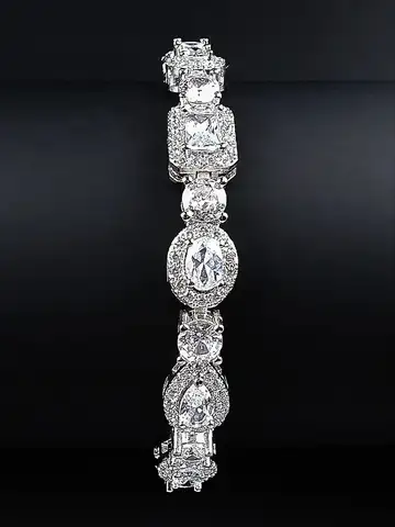 2024 New Arrival Luxury Oval Rectangle Silver Color on Hand Bracelet Bangle for Women Anniversary Gift Jewelry Bulk Sell S7208