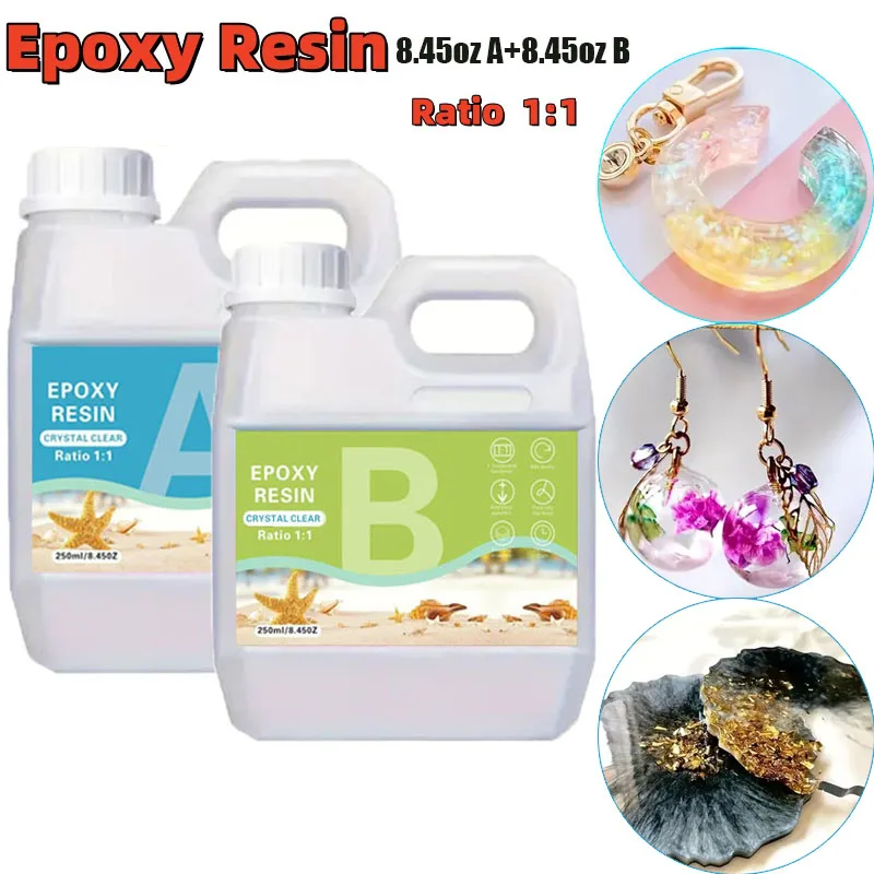 16.9oz Epoxy Resin Kit Crystal Clear Casting Table Top Epoxy Resin Bubble Free Fast Curing Resin For Countertop Jewelry DIY Art