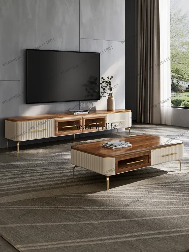 

jj4 High-End Affordable Luxury Solid Wood TV Cabinet Large and Small Apartment Type Home Living Room Floor Cabinet