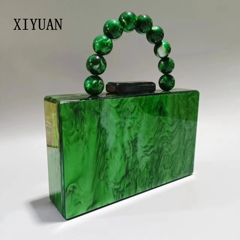 XIYUAN-Bolso de mano de acrílico para mujer, cartera de mano de lujo para fiesta de boda, Boutique verde, diseñador de alta calidad