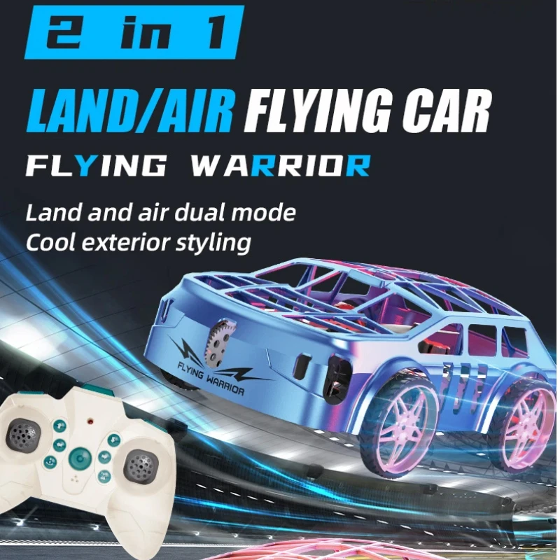 Flying Warrior Land Air 2 In 1 RC Drone Car Remote Control Flying Vehicle Toy For Boys Girls Students 6.3 X 3.9 X 2.3 Inches